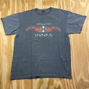 Vintage 2003 Milwaukee Motorcycle Rally T-Shirt – Gray – Men’s L – Anvil Tag